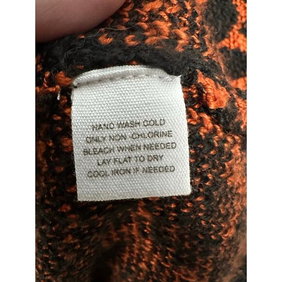 Element S Animal Print Open Front Cardigan Waterfall Flare Collar Black & Orange - Picture 5 of 13